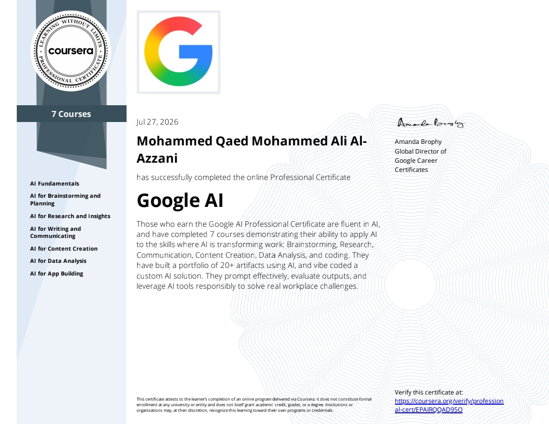 Google AI Professional Certificate