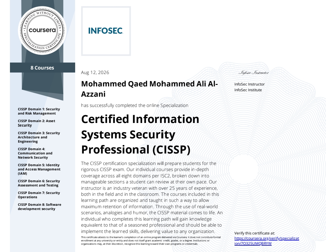 Certified Information Systems Security Professional (CISSP) Specialization